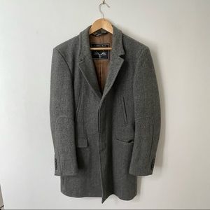 ZARA Man Herringbone Wool Overcoat